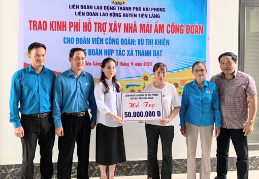 Liên đoàn Lao động Thành phố trao hỗ trợ 03 nhà Mái ấm Công đoàn cho đoàn viên, lao động nghèo huyện Tiên Lãng