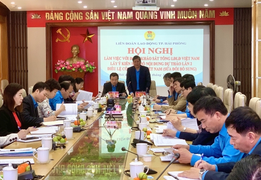 Liên đoàn Lao động thành phố tổ chức Hội nghị làm việc với Đoàn Khảo sát của Tổng Liên đoàn Lao động Việt Nam  